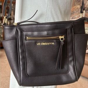 Liz Claiborne Black Crossbody with Gold Zipper